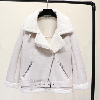 Winter Coats Women Thickness Faux Leather Fur Sheepskin Female Fur Leather Jacket Aviator